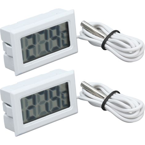 Lot de 2 thermomètres numériques électroniques avec sonde, affichage température 2s, mesure -50°C à 110°C, détecteur pour frigo incubateur reptile (1/5)
