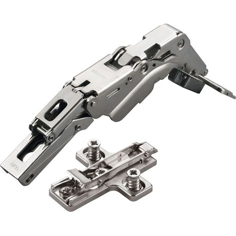 2 x Salice Topfband 155° Serie 200 Bohrbild T52 Eckanschlag inkl. Kreuz-Montageplatte Höhe 3 mm mit vormontierten Euroschrauben und Exzenterverstellung Schrankscharnier von SOTECH (1/4)