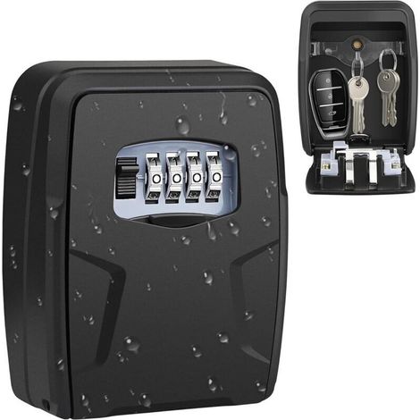 Large Wall Mounted Key Box with 4 Digit Combination Lock, Waterproof Car Key Safe and Card Safe Safe for Home, Office, Garage and School