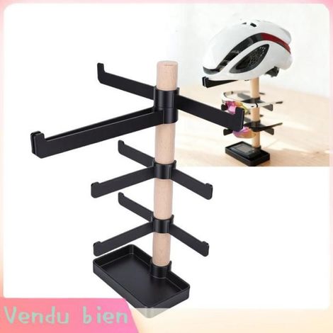 Support de rangement pour équipement de cyclisme, organisateur de casque de lunettes de soleil en bois de hêtre avec plateau (1/4)