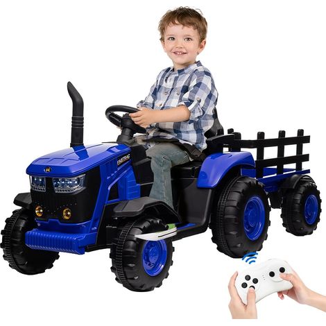 Voiture électrique Tracteur Enfants 12V Remorque Amovible Double Moteur 35W,bleu ,18 mois et plus,30 kg (1/5)