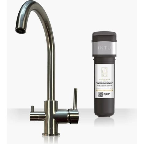 INTU Flair Brushed Nickel 3-1 Cold Swan Filtered Water Tap & Pro Filter (1/2)