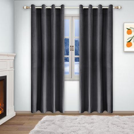 Rideaux occultants, idéaux pour la chambre, à œillets, isolants thermiques et phoniques, pour le salon (lot de 2), dimensions : 132 x 160 cm (largeur x longueur).
