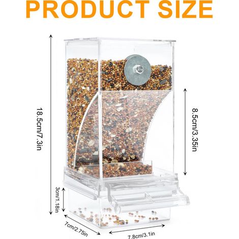 Distributeur de graines automatique pour oiseaux, mangeoire anti-gaspillage en acrylique transparent pour cage