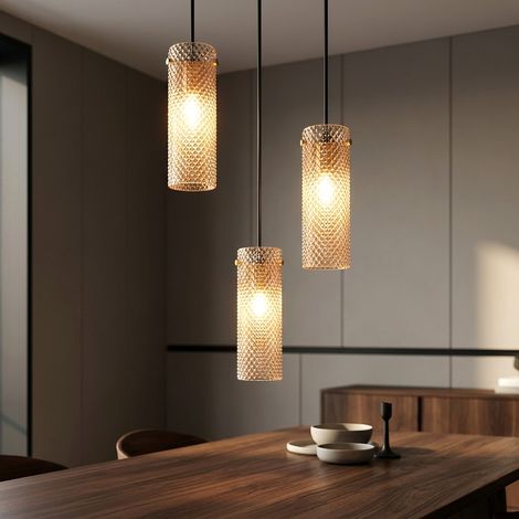 LED Hängeleuchte Pendelleuchte Esszimmerlampe 3-flammig Gold Metall H 120 cm (1/5)