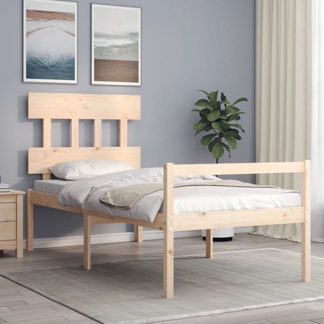 Cama para personas mayores con cabecero madera maciza 90x200 cm vidaXL (1/5)