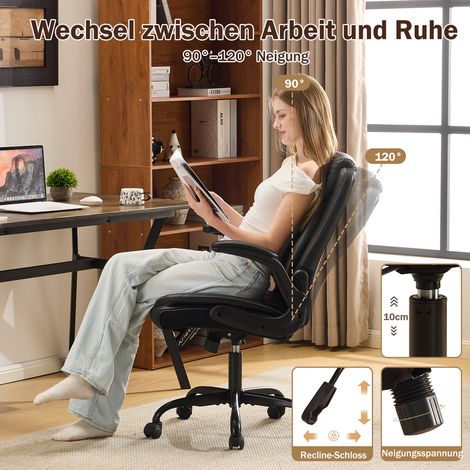Chaise bureau cuir pivotante, roulettes silencieuses, dossier rembourré, hauteur réglable, travail loisirs, bureau ergonomique et élégant (1/5)