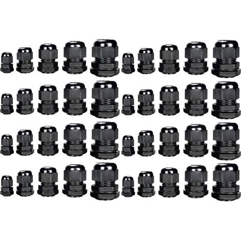 40pcs Plastic Cable Glands Waterproof Adjustable 3.5-13mm Cable Glands Seals Wire Protector PG7 PG9 PG11 PG13.5 PG16