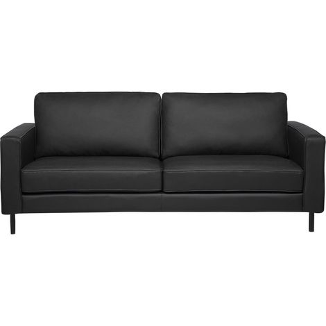 Sofa 3 Seater SAVALEN Leather Black (1/5)