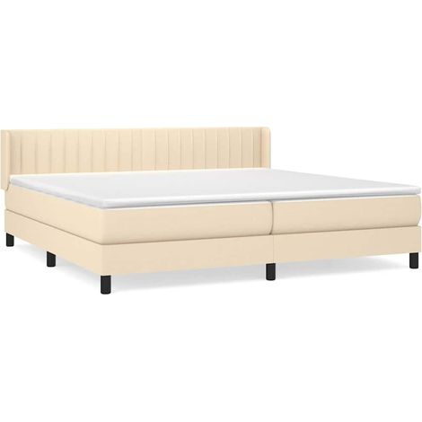 Maison Exclusive - Giroletto a Molle con Materasso Crema 200x200 cm in Tessuto (1/5)