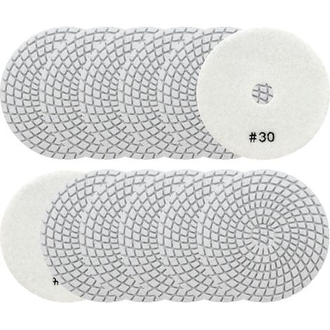 Disques de Polissage Diamant Grain 30-12 Pièces Disques Poncage Marbre Humide 100mm pour Granit Marbre Quartz Pierre Artificielle, pour Meuleuse d'Angle (1/5)