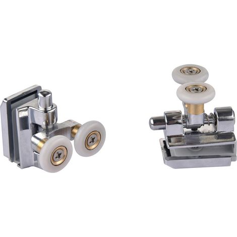 Coppia cuscinetti doppia ruota attacco inferiore in metallo cromato vetro 6-8 mm Ø20 mm