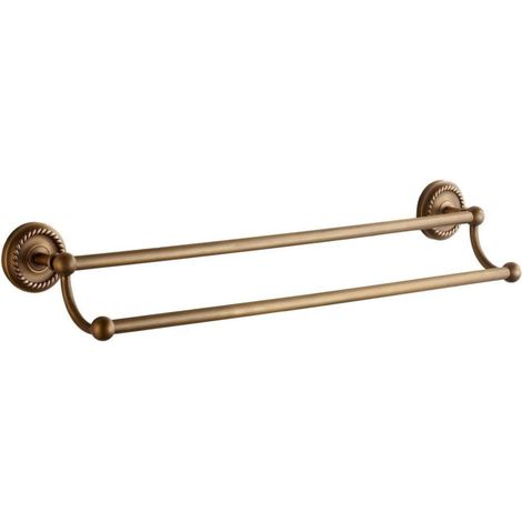 Porte-serviettes double cuivre laiton jaune bronze rétro vintage mural extra solide