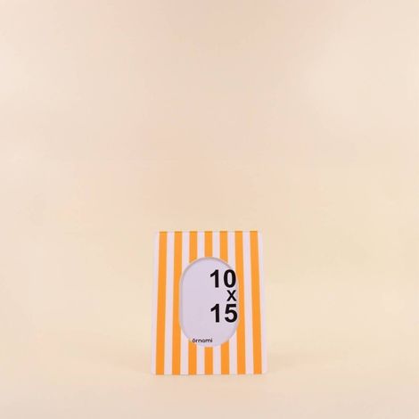 Cadre photo laqué rayé jaune / blanc 17x22 cm (1/4)