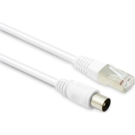 Metronic – Câble coaxial pour antenne TV et satellite 5 m – Connecteur mâle RJ45 – Compatible réseaux de communication