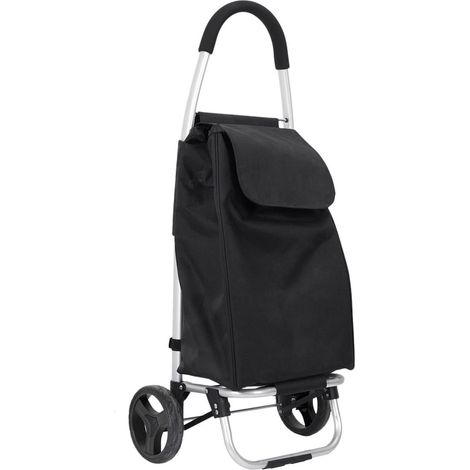 Chariot de courses pliable noir à 2 roues en Polyester (39L) (1/5)