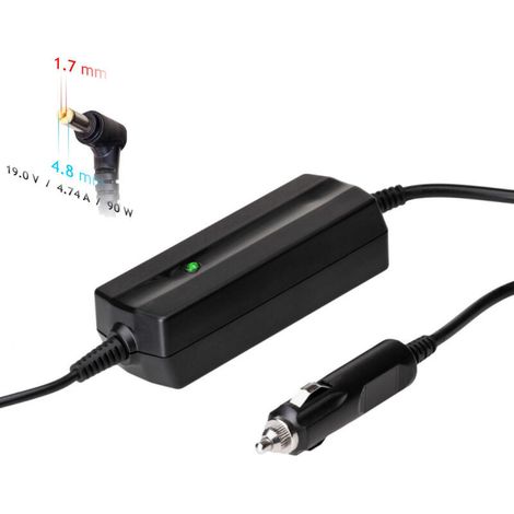 Adaptador de corriente para coche Akyga AK-ND-35 para portátiles HP y LG, 19 V, 4,74 A, 90 W, 4,8 x 1,7 mm (1/4)
