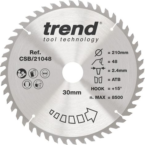 Lame de scie circulaire bois 210 mm, 48 dents TCT, 30 mm alésage (1/5)