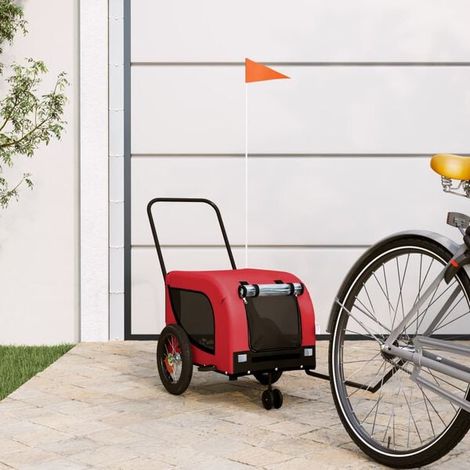 Remorque à vélo pour animaux de compagnie rouge et noire (1/4)