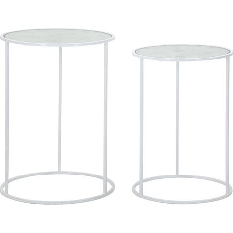 Lot de 2 Tables d'Appoint Gigognes "Cœur" 60cm Blanc (1/5)
