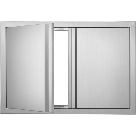 Accès pratique - porte d'accès barbecue, double porte encastrée inox 710x482 mm avec poignée pour îlot barbecue (1/5)