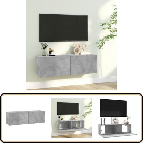 Meuble TV Gris béton 100x30x30 cm Bois d’ingénierie - Meuble Tv Mural - Meuble Tv Gris - Rangement Tv - Support Tv - Meuble Salon