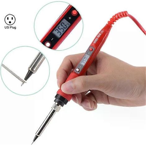 Fer à souder LCD 80 W - Température constante, prise US, rouge (1/5)