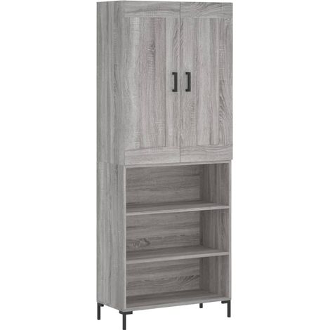 Buffet bahut commode armoire meuble de rangement organisateur cuisine salle de séjour salon haut sonoma 69,5 x 34 x 180 cm bois d'ingénierie gris