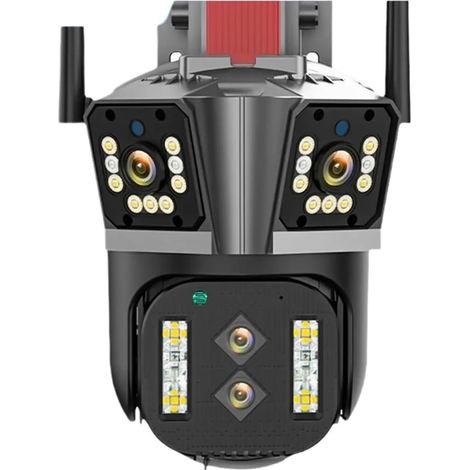 Caméra de sécurité à Domicile 16MP 8K HD caméra IP 10X Zoom extérieur Quatre lentilles Trois écrans PTZ 8MP caméra Protection de sécurité CCTV Couleur Vision Nocturne(6K 12MP add 32G) (1/5)