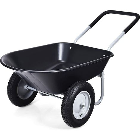 Heavy Duty Plastic Two Wheeled Garden Yard Wheelbarrow Pneumatic Tyre 150KG (1/5)