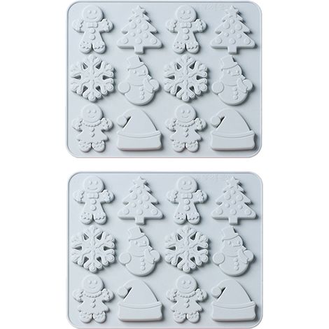 Moule À Pâtisserie En Silicone - Forme Bonhomme De Pain D Épices Et Flocon De Neige - Pour Biscuits Chocolat Et Sucreries - 2 Pièces (1/5)