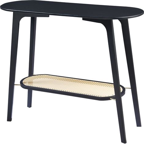 Consola de bambú 100 x 35 x 80 cm efecto ratán negro 030010885