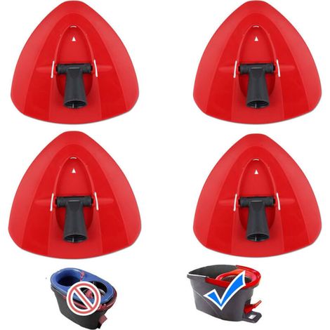 Red replacement broom head, compatible with VI-Leda broom accessories, triangular swivel broom disc, 4 pieces. (1/5)