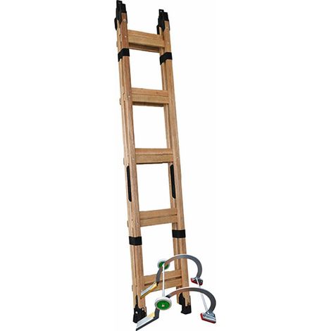 Kit scala da tetto in legno con clip - Lunghezza 6.70m - ICEOKIT670-CR-AC