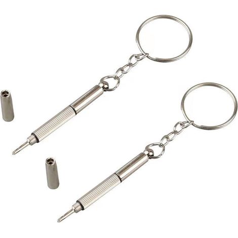 Lot de 2 - Tournevis porte-clés multifonctionnels - Pour lunettes et appareils électroniques (argent) (1/5)