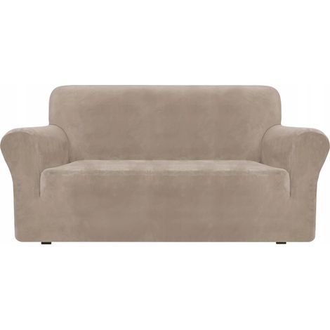 COPRI DIVANO A 2 POSTI, velluto elasticizzato, TESS, beige chiaro