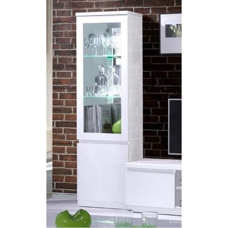 Vetrina Piccolo Modello FABIO - Bianco Lucido con LED - Stile Design - 55 x 191 x 40 cm
