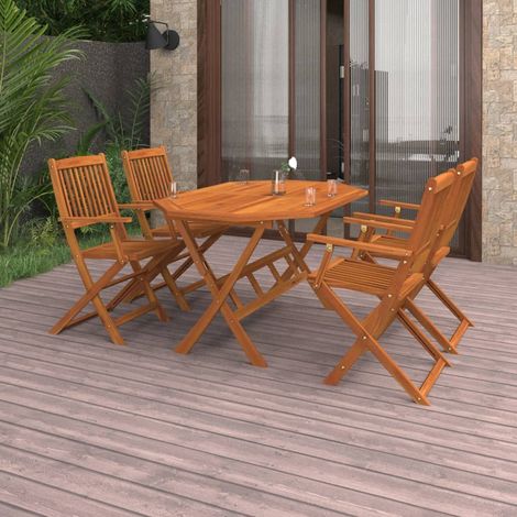 5 pcs Ensemble à dîner de jardin, Meubles à dîner de jardin, Table et Chaises à Manger Bois d'acacia solide MKPO26949 (1/5)