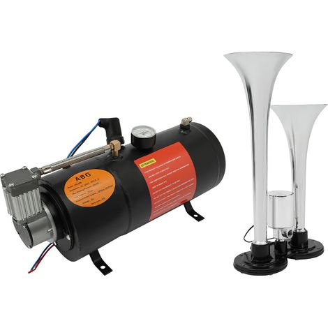 Compresseur d'air avec réservoir de 3 l, kit compresseur d'air DC 12 V, 150 psi, kit de klaxon, pompe à compresseur de réservoir d'air pour camions de train, bateaux, voitures, machines automatisées (1/5)