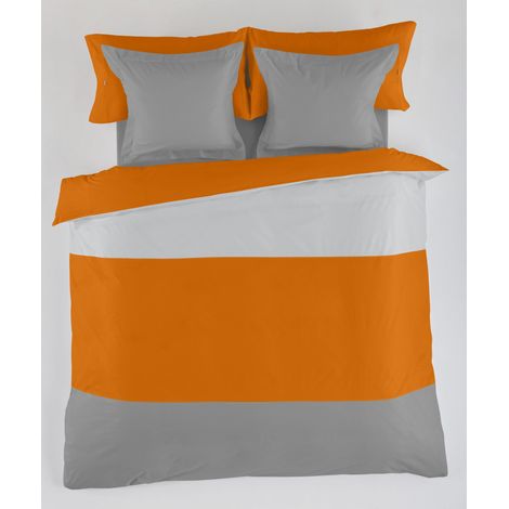 FUNDA NORDICA tricolor perla-ocre-plomo - Cama de 180/200 (1 pieza) - 50% algodón / 50% poliéster - 144 hilos. Gramage: 115 (1/3)