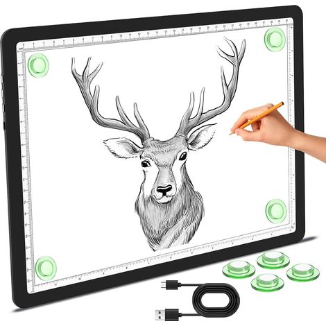 Bloc lumineux magnétique A4, super lumineux avec bouton latéral, tableau lumineux diamant art, boîte lumineuse pour le traçage et le dessin, table lumineuse USB pour croquis, désherbage (1/5)