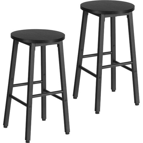 Barhocker 2er Set mit Fußstützen, verstellbare Füße, schwarz (1/5)