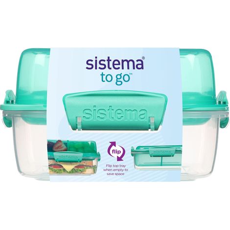 Sistema 8120900 Porta Pranzo 3 Posti To Go Stack in Polipropilene, Colori assortiti, Lt 1.2 (1/4)