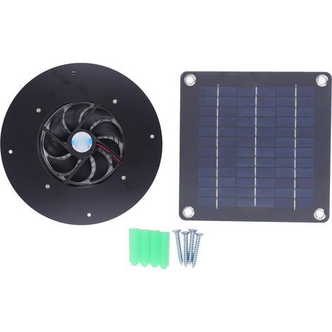 Ventilateur panneau solaire 50W pour évacuation chaleur serre abri, dissipation thermique toit (1/5)