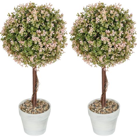 Set of 2 Decorative Artificial Plants, Murraya Flowers in Pot, Fake Plants Home Indoor outdoor Decor, 60cm, Cream White (1/5)