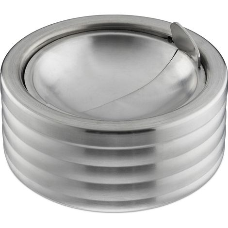 Pratico posacenere da esterno antivento giardino balcone 5,5 x 11,5 cm in acciaio inox argentato 130004733