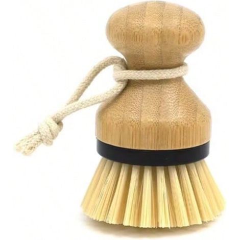 Brosse à Paume en Bambou, Brosse à Récurer pour Nettoyage des Vaisselle Casseroles Plates Éviers de Cuisine(Noir)