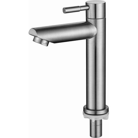 Robinet Salle Bain Eau Froide Uniquement Robinet Lavabo Surface Chromé en Cuivre Durable Robinetterie Lave Mains Cartouche Céramique Mousseur Démontable Pratique pour Nettoyer ou Rempl (1/4)