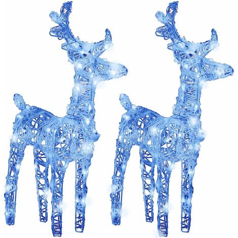 Rennes de Noël 2 pcs 80 LED Bleu Acrylique