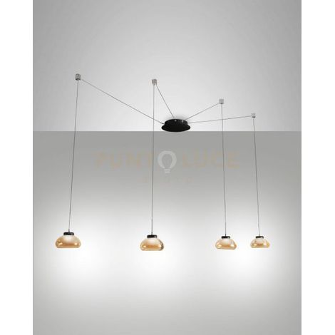 ARABELLA SOSPENSIONE AMBRA 4 LUCI SPOSTABILE A LED 3000K - 32W - 3020 lm DIMMERABILE SMART C/ACC.